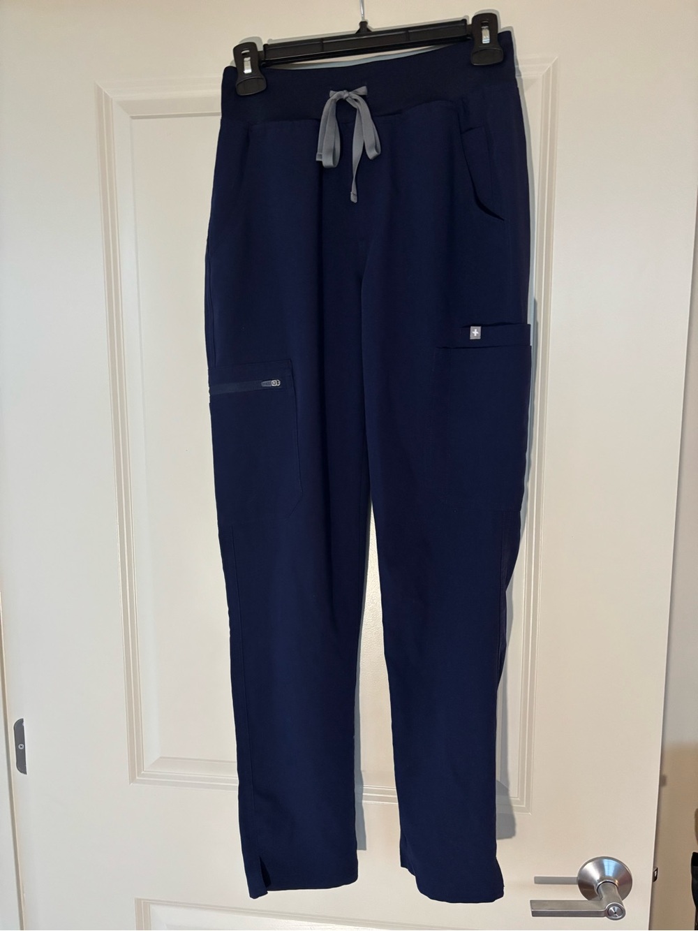 Figs Yola High Waisted Straight Leg Scrubs in Navy